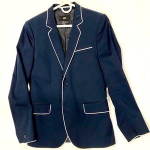 H&M Blue Blazer w/ White Piping 36R